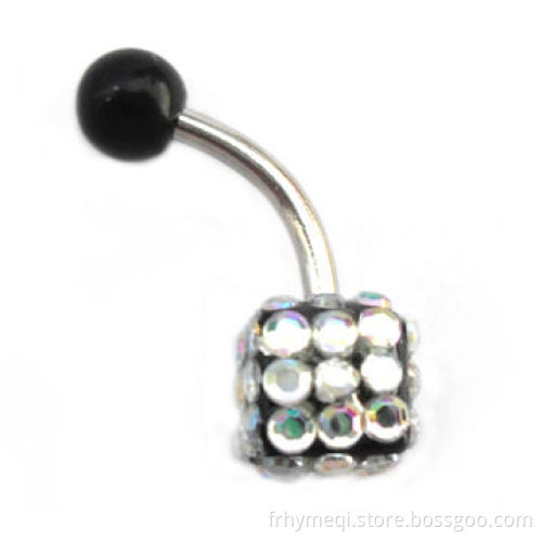 Acrylic Cube with Crystal Design Navel Belly Rings